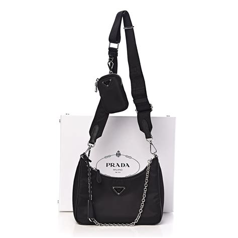 prada re-edition 2005 nylon bag - black - shoulder bags|Prada 2005 re edition nylon.